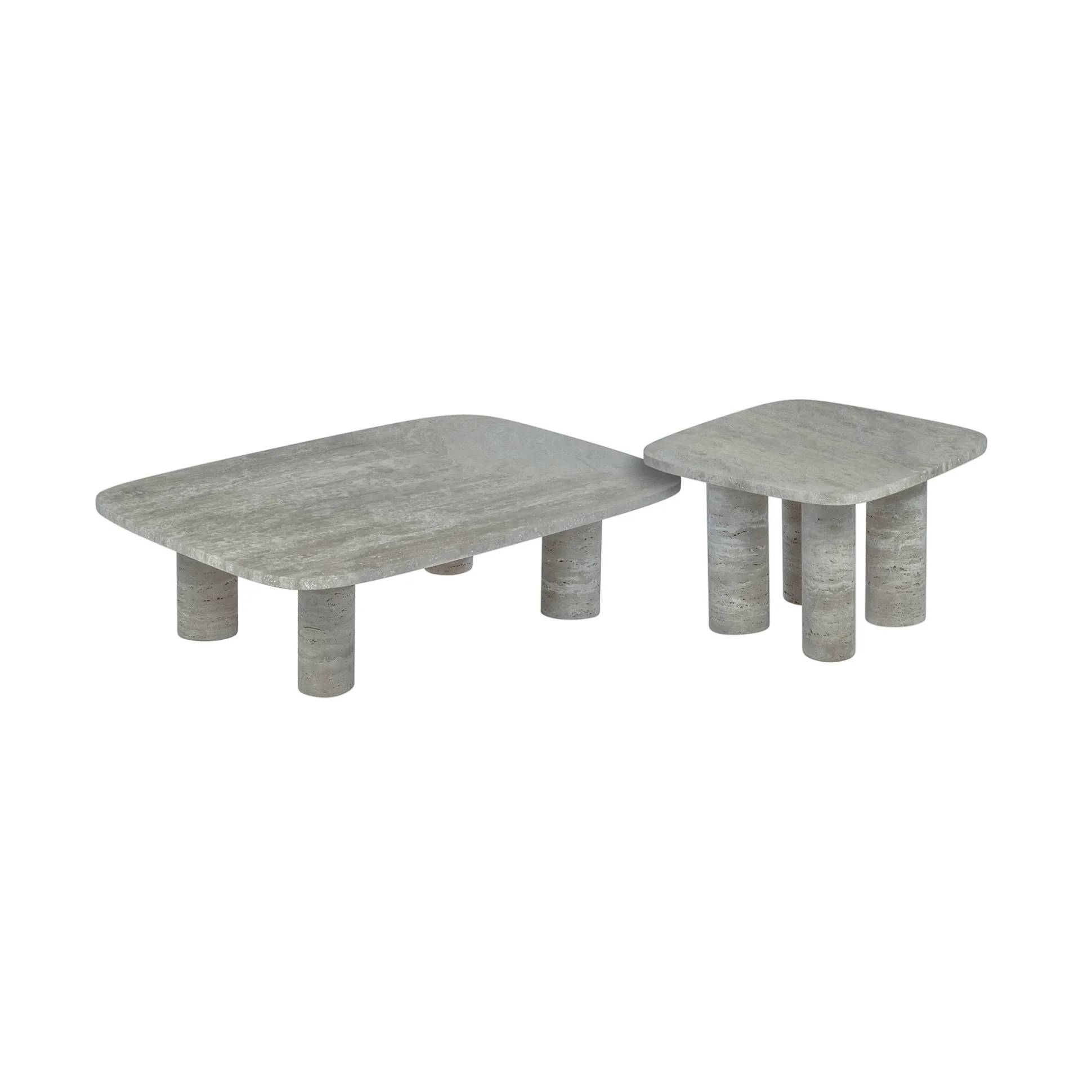 Beistelltisch -VOLOS- Farbe Travertin Silver Size S Rechteckig