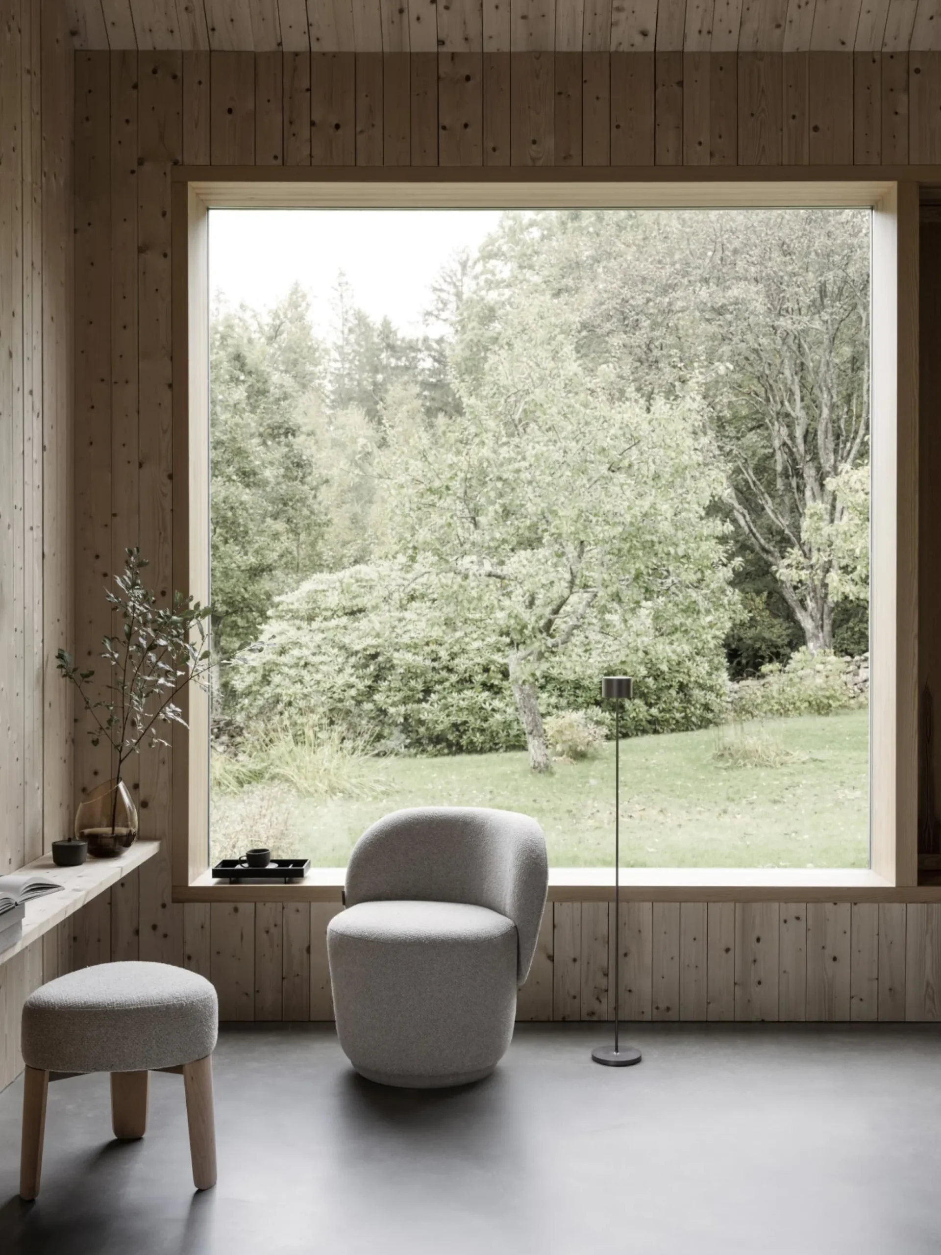 Hocker -KUON- Stoff Socia, Farbe Desert, oak nature