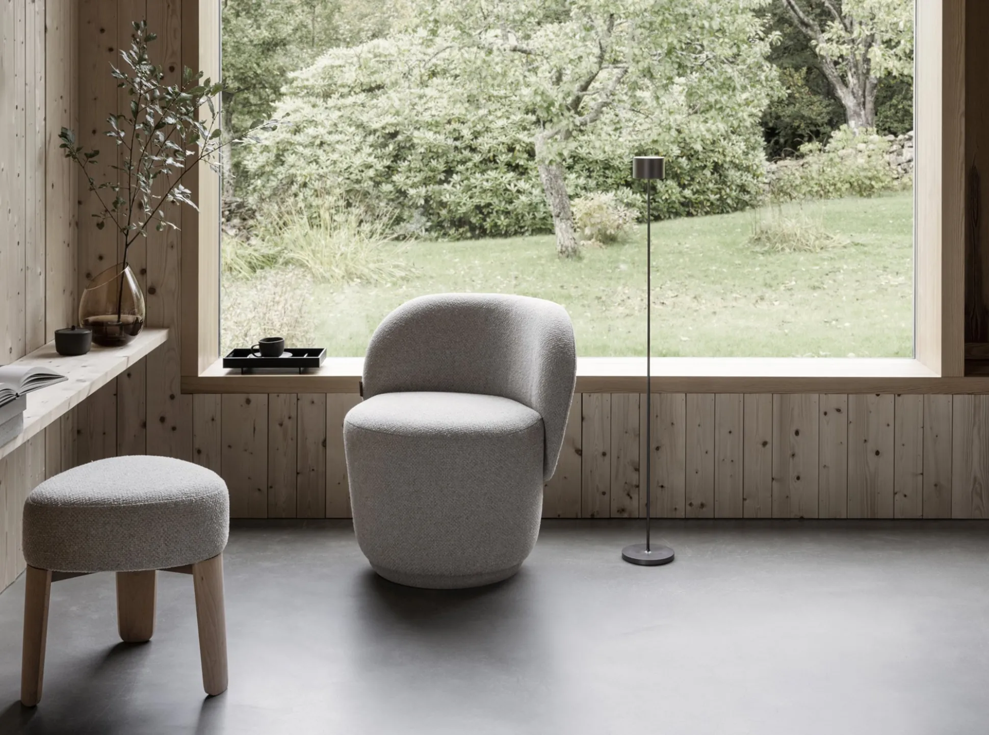 Hocker -KUON- Stoff Socia, Farbe Desert, oak nature