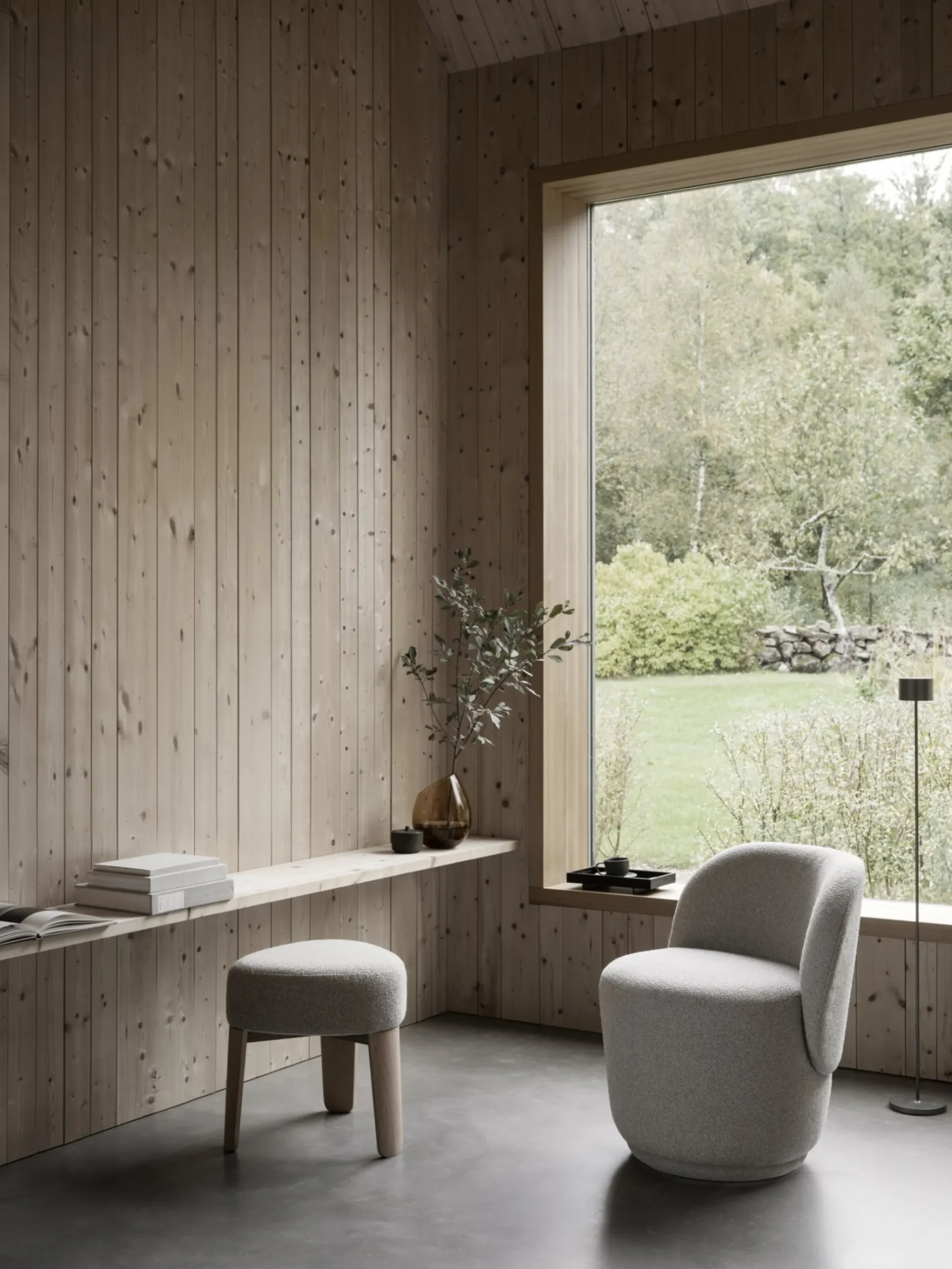 Hocker -KUON- Stoff Socia, Farbe Desert, oak nature