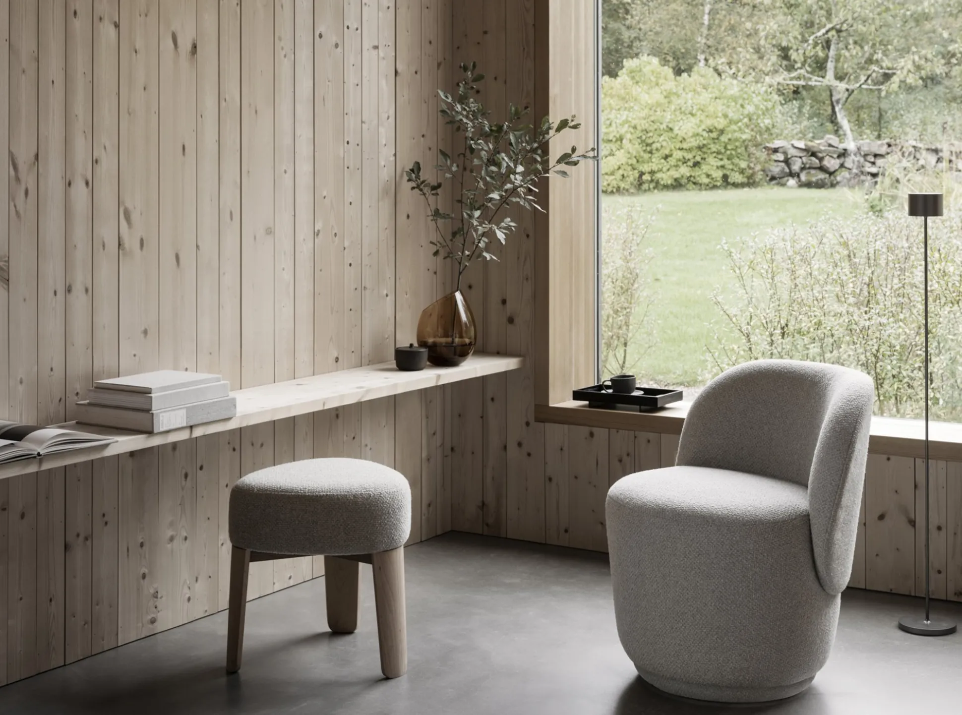 Hocker -KUON- Stoff Socia, Farbe Desert, oak nature