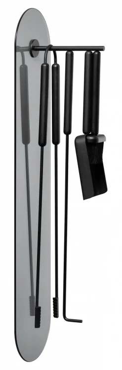 Kaminbesteck 5-tlg. Wandmontiert -ASHI- Farbe Black