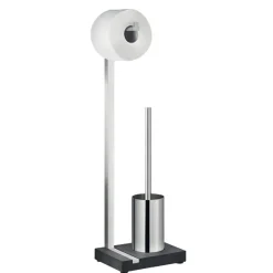 Toilettenbutler -MENOTO- für eine Rolle inkl. Bürste, Farbe Edelstahl matt - Size 65 cm