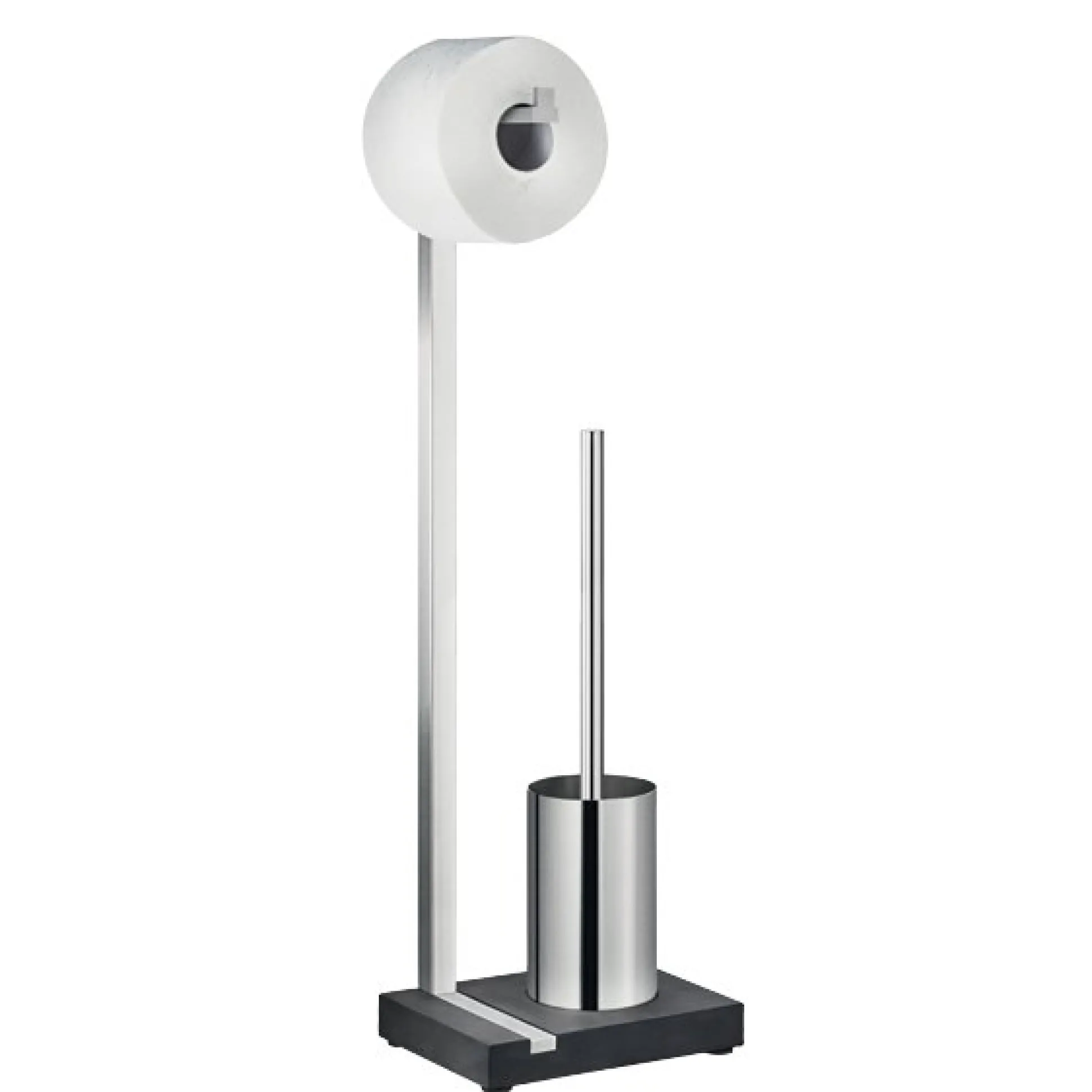 Toilettenbutler -MENOTO- für eine Rolle inkl. Bürste, Farbe Edelstahl matt - Size 65 cm